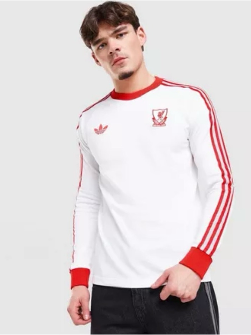 Adidas Originals Liverpool FC Long Sleeve T-Shirt White Red Grey JZ2543 Men’s